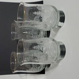 Libby Winter Wonderland Gold Rimmed Tumblers Arbys Promotion Etched Christmas